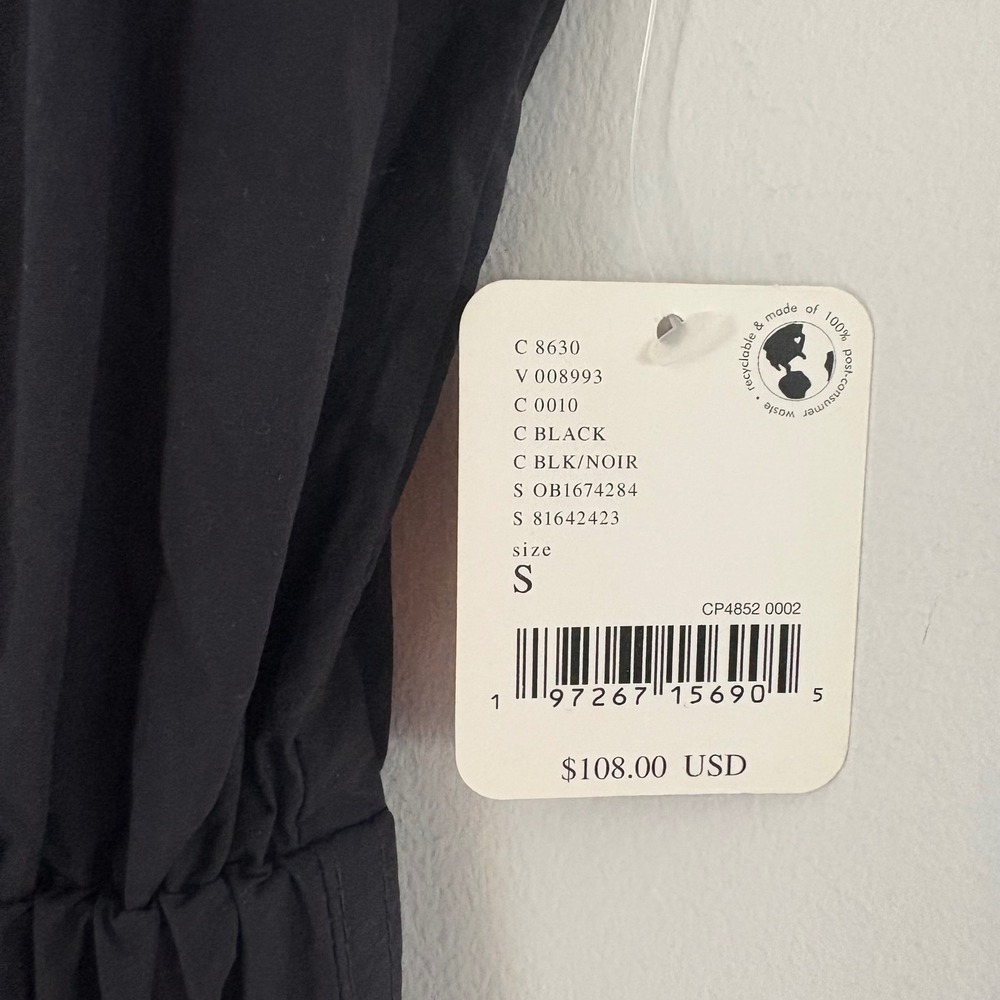 Free People FP Movement Fly By‎ Night Jumpsuit Sz S Wide Leg Black Pocket NEW - Picture 4 of 14